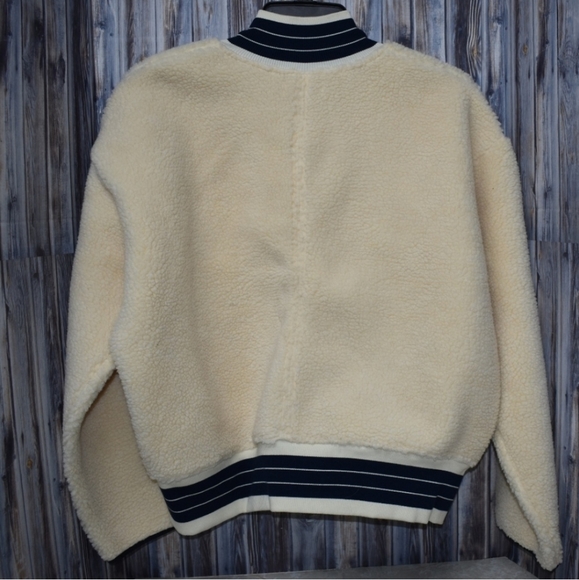 - Madewell Sherpa Varsity Bomber Jacket - Picture 7 of 9